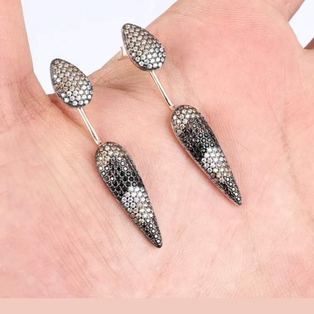 Black Onyx & Multi Color Topaz Dual Earring Spikes